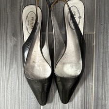 PRADA Women s Black Patent Leather Slingback Pointed Toe Stiletto EU 36/37