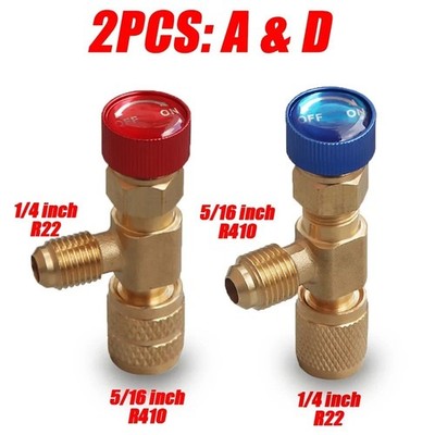 2Stk Absperrventil R410A R22 Klimaanlage Regelventil Adapter 1/4 ''- 5/16 ''