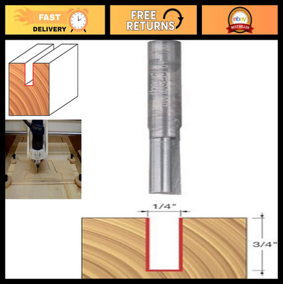 Double Flute Straight Router Bit, Tico Hi-Density Carbide, 1/4'' Shank, 2-1/4'' Le