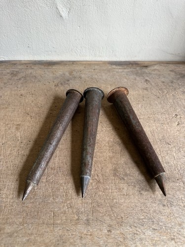 Three Antique Metal Handmade Taper Candle Making Molds Patina Early Lighting  - Picture 14 of 14