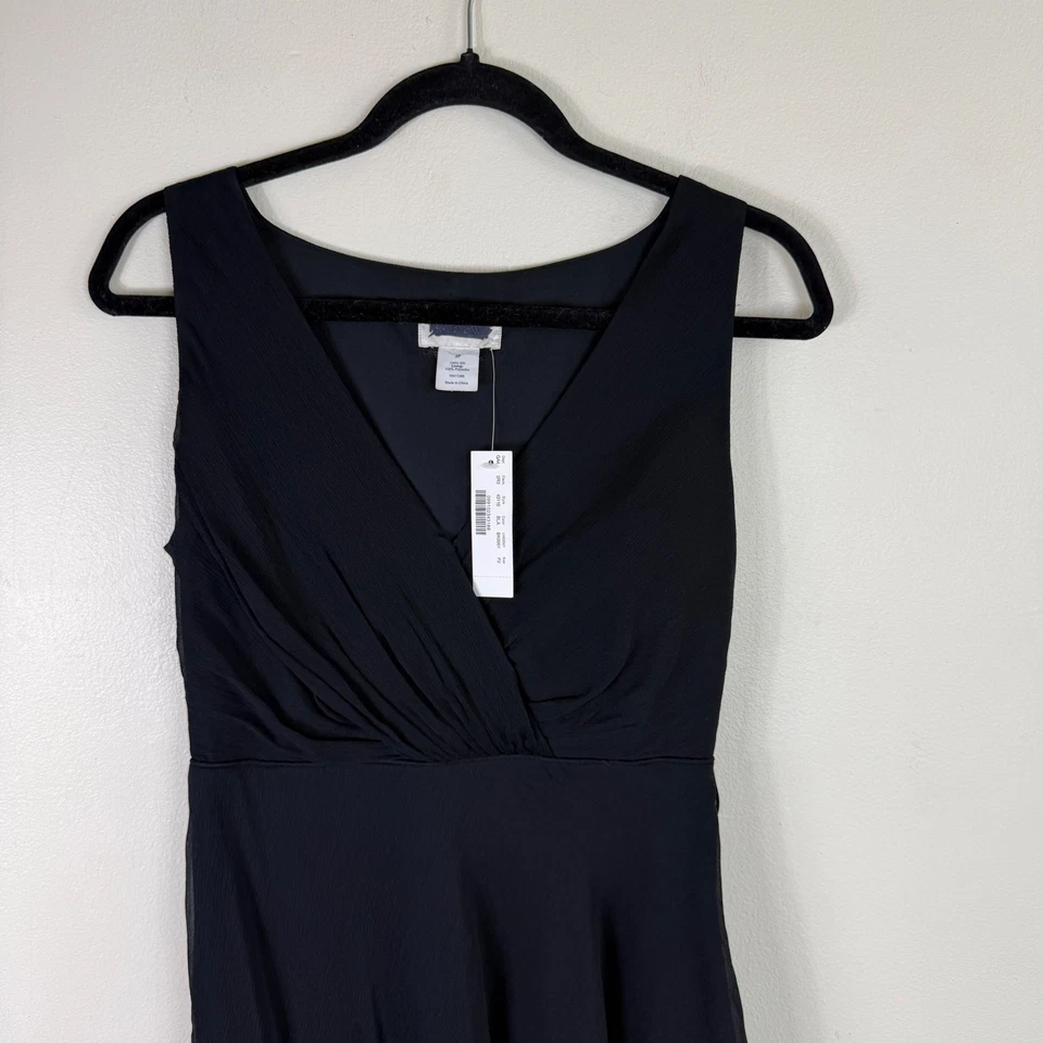 J.Crew Womens Black Silk Chiffon Asymmetric Hem Cocktail Dress Size 2P - Image 3 of 4