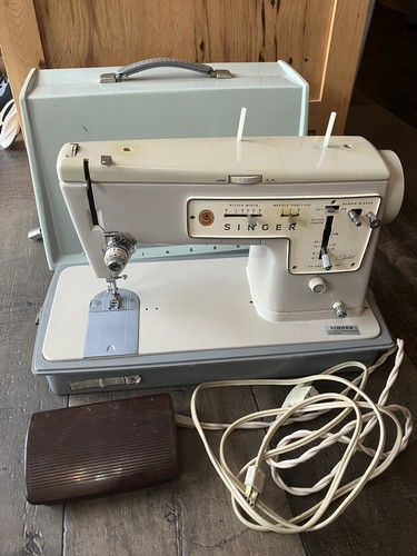 Singer Stylist 457 Vintage Zig Zag Sewing Machine W Pedal & Cover Works