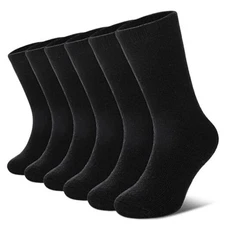  Kids Merino Wool Hiking Socks Toddlers Boys Girls 8-12 Years 6 Pairs Black
