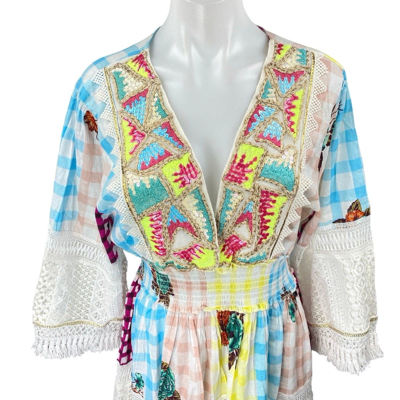 Siya Multicolor Embroidered Sequin Patchworks Che… - image 3