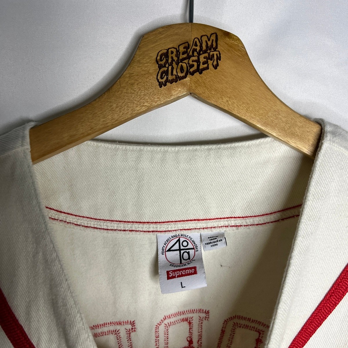 SS25 2025 Supreme NYC x 40 Acres Twill Baseball Jersey L | eBay