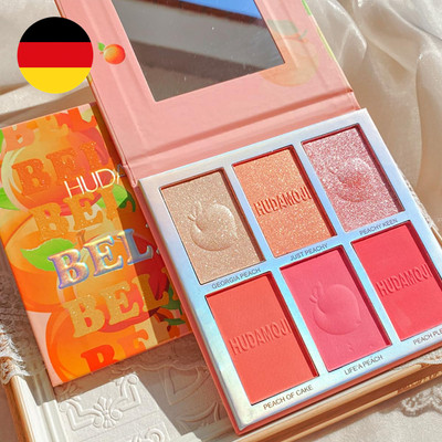 Blush Highlighter Palette, 6-in-1 Blush Puder Rouge Kompakt Blush Highlighter Ma