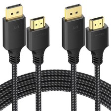 Display Port to HDMI Cable 6ft 2 Pack, DisplayPort to HDMI 4K 30Hz 1080P 120...