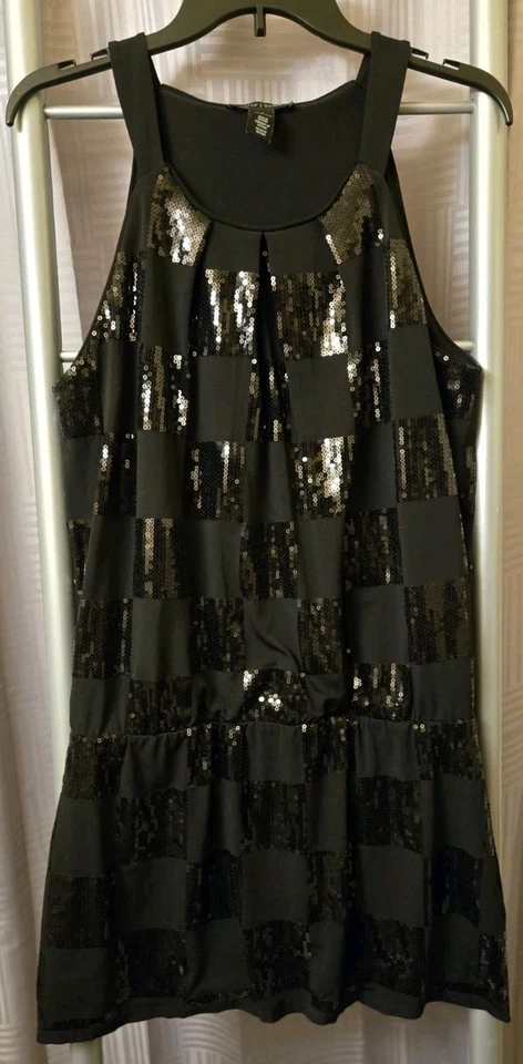 Vestido de Fiesta Negro Casa Blanca Mercado Negro Sin Mangas Lentejuelas Negro Talla Grande Foto 3 de 4