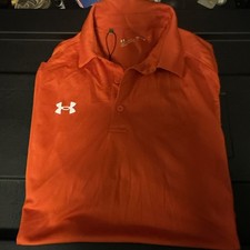 Under Armour Polo Shirt Mens Medium Orange UA HeatGear Loose Fit Performance