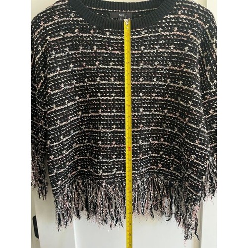 Conjunto de falda suéter con flecos de tweed de dos piezas Fate talla S negra multi nueva con etiquetas - Imagen 6 de 11