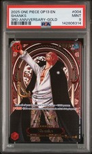 2025 ONE PIECE OP13-CARRYING ON HIS WILL 3RD ANNIVERSARY-GOLD #004 SHANKS PSA 9