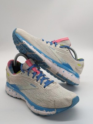 Brooks Trace 2 Running Sneaker White Blue Athletic Training Women's Size 9 9B 