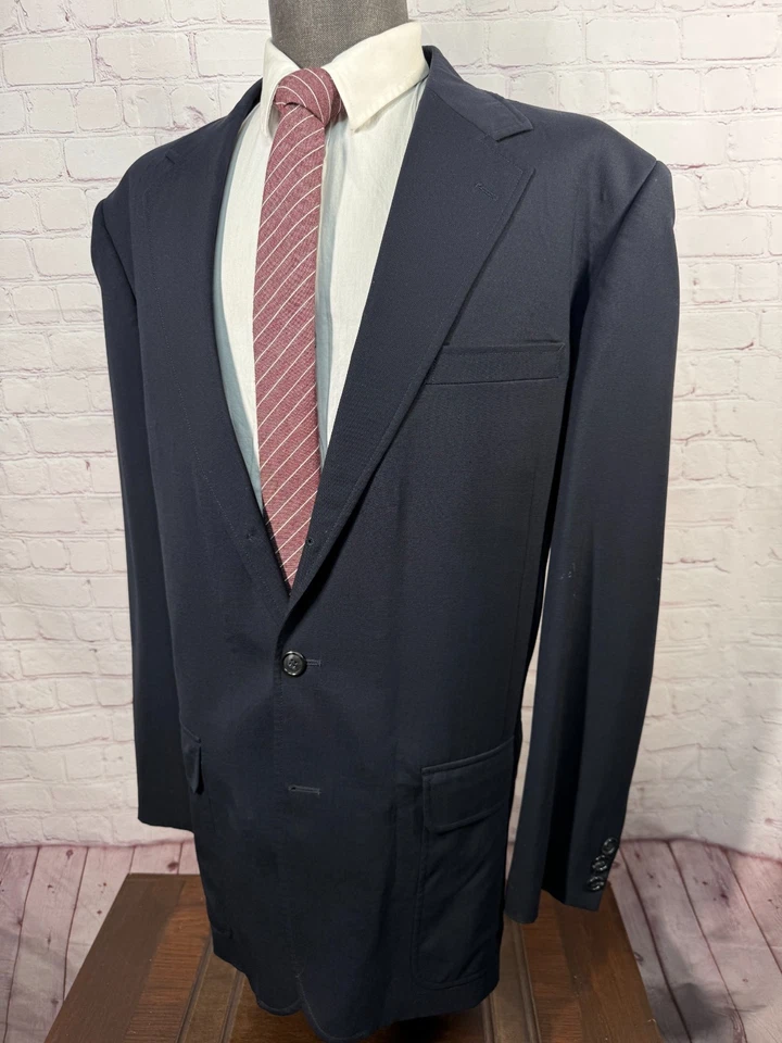 EDDIE BAUER мужской темно-синий большой и высокий шерсти классический Sport пальто Blazer куртка 48L - Изображение 2 из 4