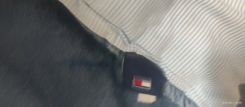 Edredón de mezclilla Tommy Hilfiger ropa de cama reversible a rayas talla doble 86x60 Foto 4 de 4