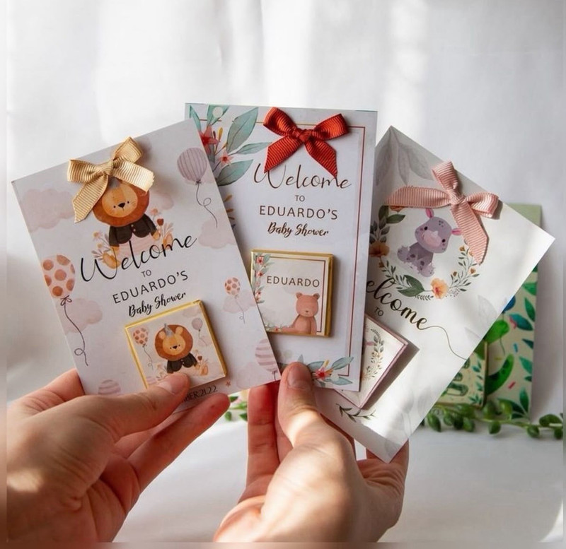 Personalized Baby Shower Party Favor Candy Holders Treat Bags, Animal Theme