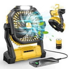 Portable Fan Rechargeable, 20000mah Cordless Battery Powered Fan with LED Lanter