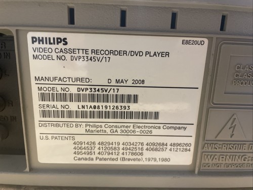 Philips VCR DVD Combo Player Recorder VHS DVP3345V/17 tested and works - Picture 5 of 6