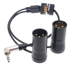 Audio Cord 3.5mm TRS to Dual XLR 3 Pin for R DE Wireless GO II Black Cap 100cm