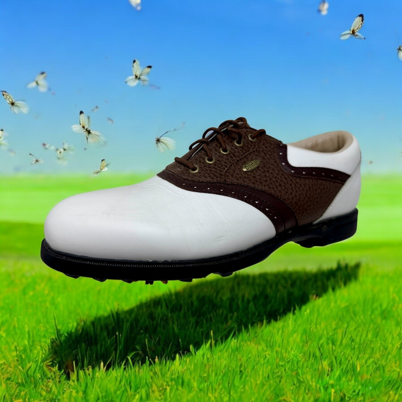 SAOLA Scarpe da golf Dexter pelle pivot pro uomo 9 1 2 Oxford sella marrone bianco K.5.4