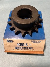 Martin 40BS15 1 Sprocket 1" Bore 15 Teeth 1/4" Keyway NOS Made In USA     