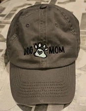 OPEN ROAD Embroidered  BASEBALL CAP Women's One Size GRAY "DOG MOM"-EUC!