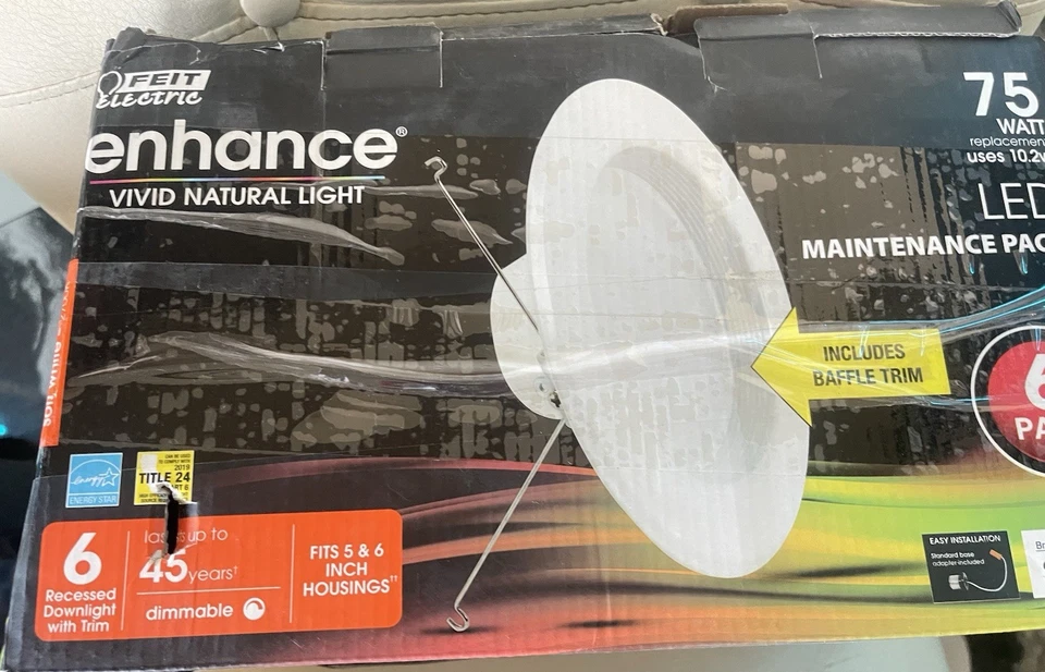 Feit Electric 5/6 in CEC LED Retrofit White Recessed Light Trim Downlight 6-Pack - Image 2 of 3