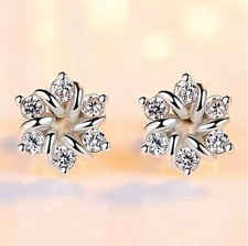 Crystal Twisted 925 Sterling Silver Stud Earrings For Women Girls Jewellery Gift