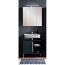 Waschplatz Set inkl. beleuchteter Spiegelschrank KELLA-80 in nachtblau, 2-teilig