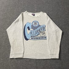 Vtg University Of Connecticut UConn Huskies Sweatshirt Men s Large Gray 90s