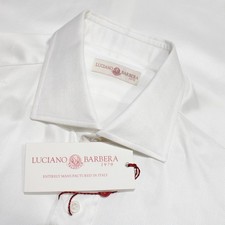 Luciano Barbera NWD Casual Button Down Shirt Size M in White 100 Cotton