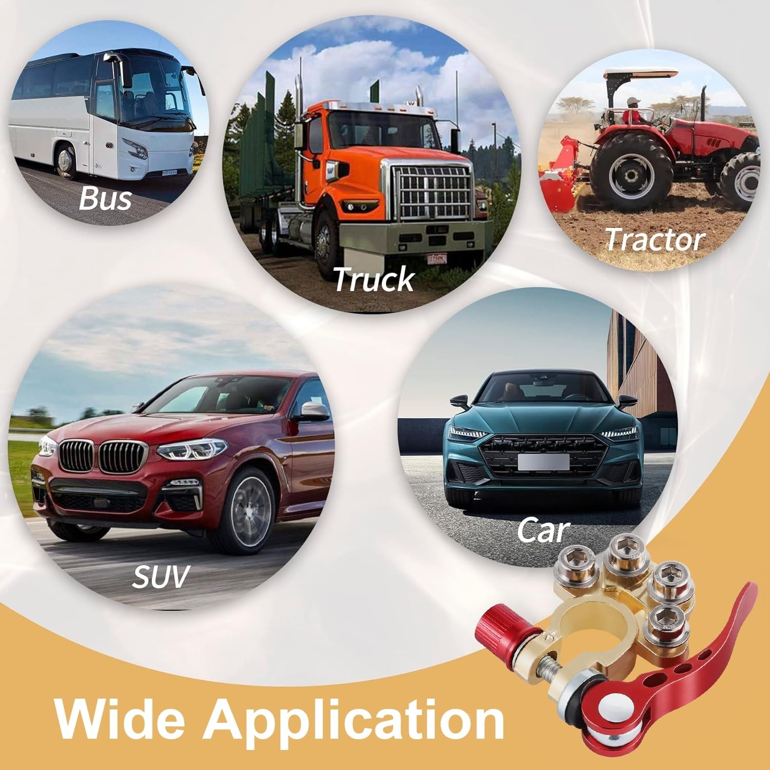 4 Way Car Battery Terminal Connector Clip - SAE/JIS A Type Gold-B