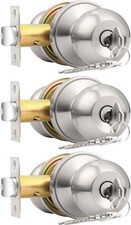 3-Pack Keyed Alike Entry Door Knobs, Brushed Nickel