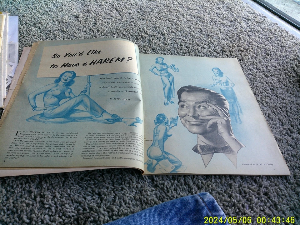 ROGUE magazine for men. October 1956. Errol Flynn, Betty Page + NUGGET Oct. 1956 Foto 3 de 4