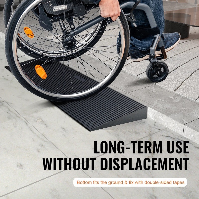 KFFKFF Cuttable Threshold Ramp Rubber Wheelchair Ramp Solid 1.6" Rise 35.4" Wide