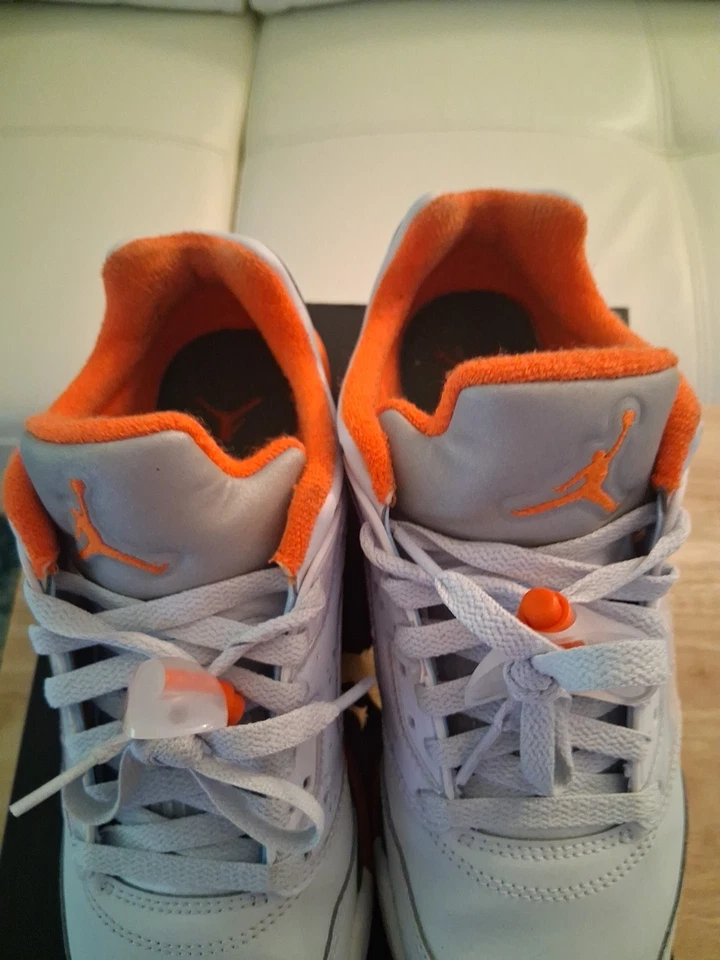Nike Air Jordan 5 Retro Low Boys Size 7Y Gray Orange Athletic Shoes Sneakers - Image 2 of 4