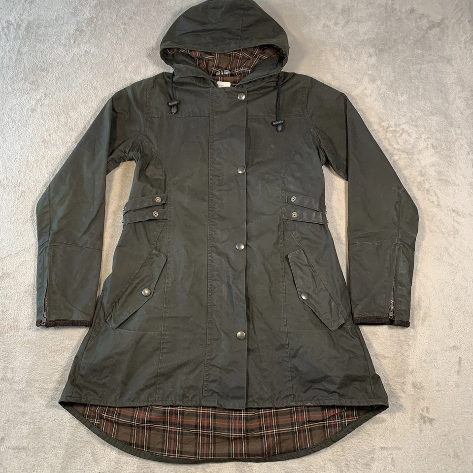 Chaqueta de Cera Celtic And Co Reino Unido 10 Verde Encerado Montar Abrigo Plumero Larga Línea A Caballo Foto 2 de 4