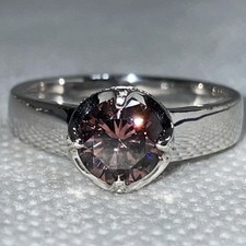 925 Silber Ring mit braunen Steinbesatz, RG 57, 4.7g,Kronen Punze