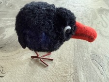 Steiff SIXTIES Vintage Wool Mini Pom Pom Crow Raven 1508,46 WITH RIBBON AND TAG
