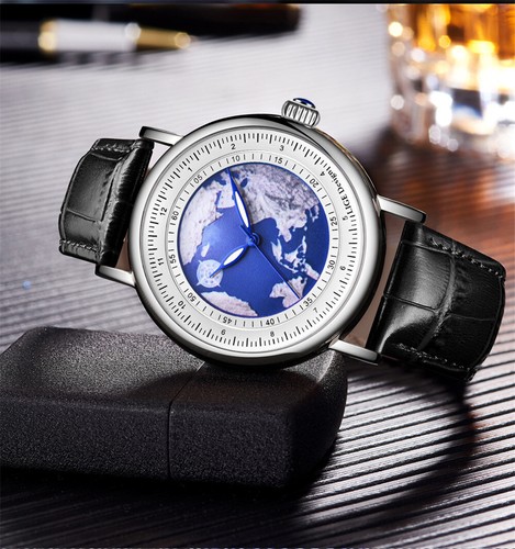 2025 LIGE Herren Business Casual Quarz Uhr Lederband Blue Earth Armbanduhr - Bild 12 von 28