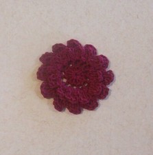 Crochet Burgundy 2-Layered Mum Flower Applique X-Small Sewing