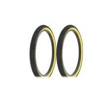 ALTALINE Bicycle TIRES 20" x 1.95 BLACK/GUM Semi-Slick Tread 2 TIRES BMX STYLE