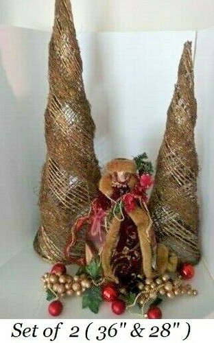 Winter Urlaub Tischplatte Glitzer Zweig Weinrebe Kegelform Baum Set 36" & 28"  - Bild 5 von 12