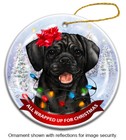 Puggle All Wrapped Up For Christmas Holiday Ornament
