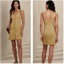 Banana Republic 12 British Khaki Seamed Button Front Sleeveless Mini Dress