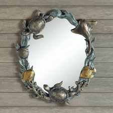 Turtles And Sealife Wall Mirror Coastal Nautical Stingray Fish ~ SPI Home 34624