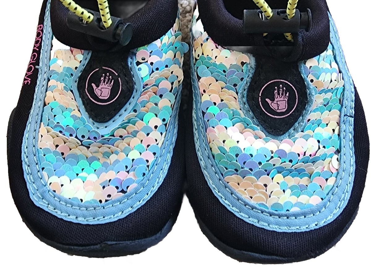 Body Glove Girls Sz Water Shoes Aqua Socks Mermaid Sequined