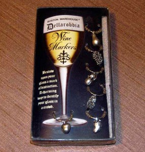 Set of 6 Wine Glass Markers Boston Warehouse Dellarobbia Fruit Shape Charms NEW