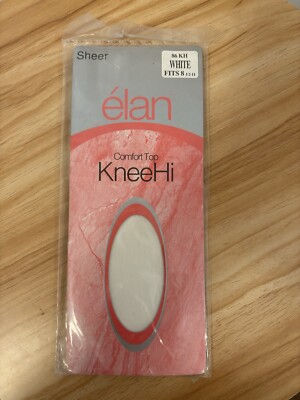 VTG Elan The Smooth Touch Comfort Top Knee Hi Sheer WHITE 86 KH fits 8.5-11 NEW