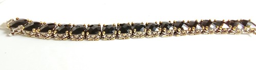 Gold and Silver Plated Tennis Bracelet with Black Cubic Zirconia's - Picture 6 of 12