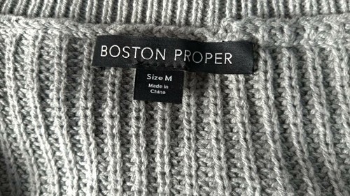Gorgeous Boston Proper Bell Sleeve V-neck Chunky Knit Gray Sweater, M L, NEW - Picture 5 of 8